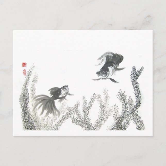 Carte postale chinoise Lucky Goldfish (Devant)