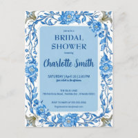Chinoiserie bleue florale chinoise douche de marié