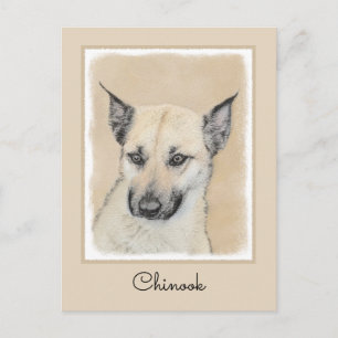 Carte Postale Chinook (Oreilles Pointées) Peinture - Art Chien o
