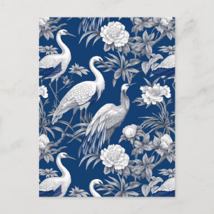 Carte Postale Chinoserie Bleue et Blanche Série Design 7