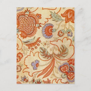 Carte Postale Chintz Floral Antique Terracotta Français Vintage