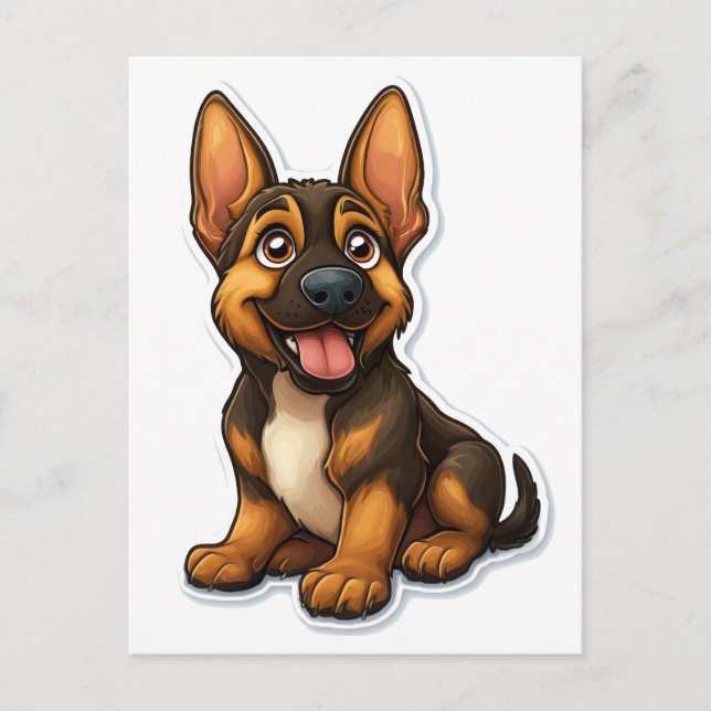 Carte Postale Chiot allemand Shepard (Devant)