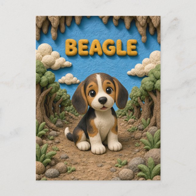 Carte Postale Chiot Beagle Mignon, Bébé Chien (Devant)