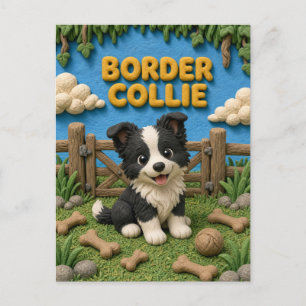 Carte Postale Chiot Border Collie Mignon, Bébé Chien
