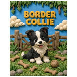 Carte Postale Chiot Border Collie Mignon, Bébé Chien