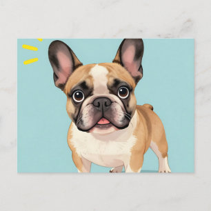 Carte Postale Chiot Bouledogue Français Fauve Adorable