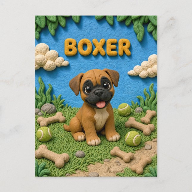 Carte Postale Chiot Boxer Mignon, Bébé Chien (Devant)