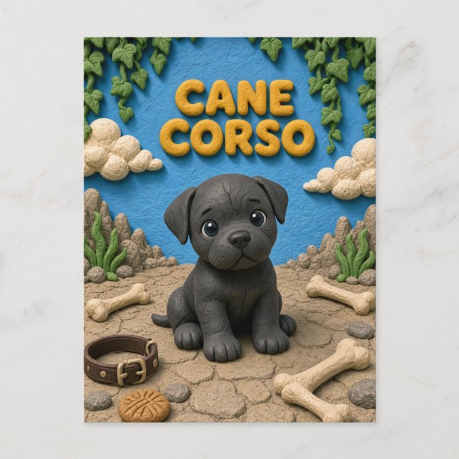 Carte Postale Chiot Cane Corso Mignon, Bébé Chien (Devant)