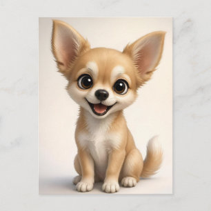 Carte Postale Chiot Chihuahua aux longs poils mignon
