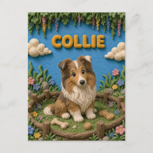 Carte Postale Chiot Collie Mignon, Bébé Chien