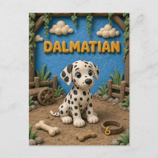 Carte Postale Chiot Dalmatien Mignon, Bébé Chien (Devant)