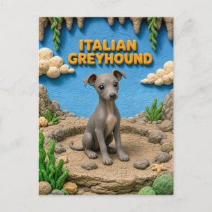 Carte Postale Chiot de Lévrier Italien Mignon, Bébé Chien