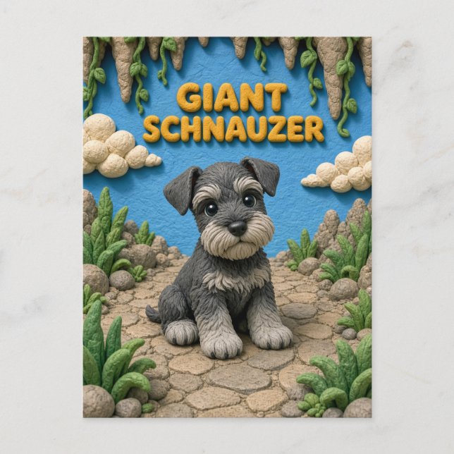 Carte Postale Chiot géant schnauzer mignon, bébé chien (Devant)