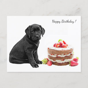 Carte Postale Chiot Labrador noir - Joyeux anniversaire du chien