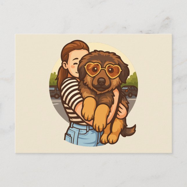 Carte Postale Chiot mignon avec des lunettes de soleil en forme  (Devant)
