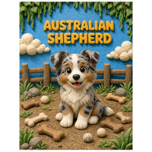 Carte Postale Chiot mignon Berger Australien, bébé chien