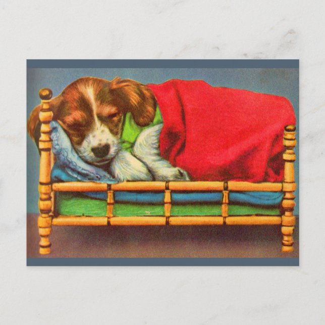 Carte Postale chiot mignon endormi (Devant)