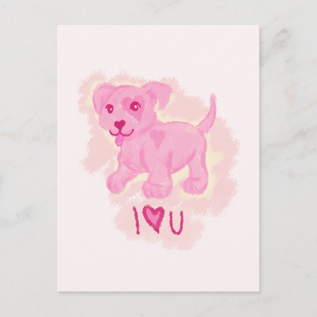 Carte Postale Chiot rose (Devant)