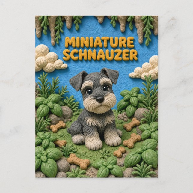 Carte Postale Chiot Schnauzer Nain Mignon, Bébé Chien (Devant)