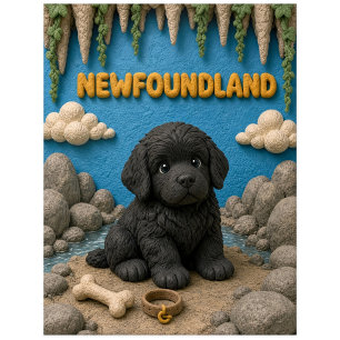 Carte Postale Chiot Terre-Neuve Mignon, Bébé Chien