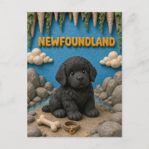 Carte Postale Chiot Terre-Neuve Mignon, Bébé Chien