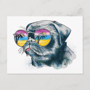 Carte Postale Chiot Tropical Aquarelle