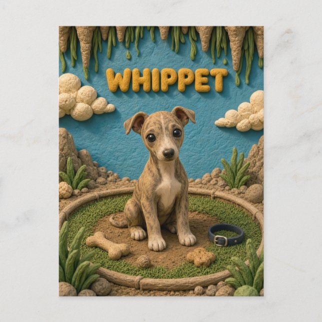 Carte Postale Chiot Whippet Mignon, Bébé Chien (Devant)