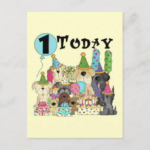 Carte Postale Chiots 1er Anniversaire Tshirts et cadeaux Bash