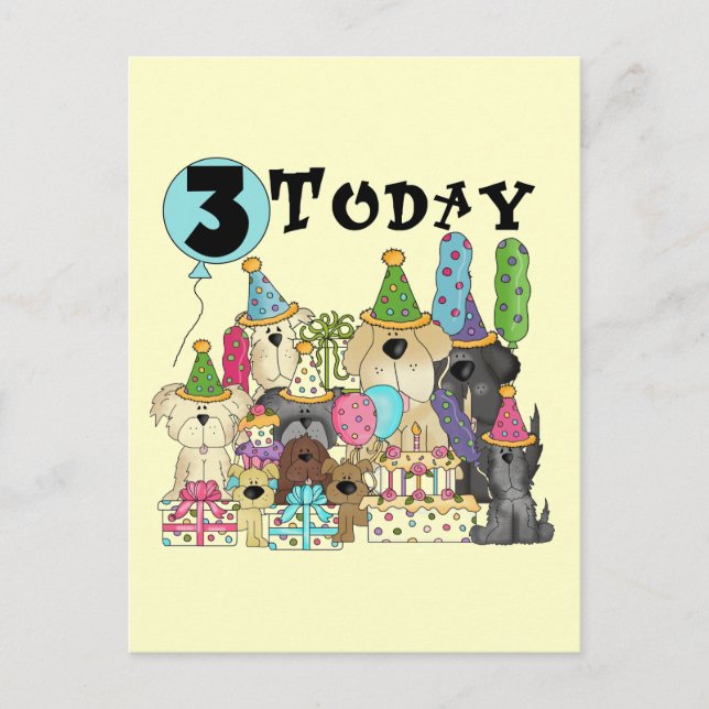 Carte Postale Chiots 3e anniversaire Bash Tshirts et cadeaux (Devant)