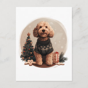 Carte Postale Chiots Goldendoodle de Noël