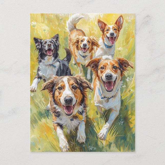 Carte Postale Chiots heureux  (Devant)