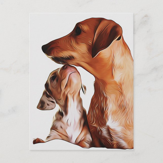 Carte Postale Chiots Teckel Saucisson 7 Semaines Anniversaire Da (Devant)