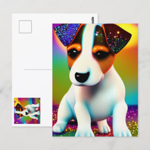 Carte Postale Chiots Terrier Mignons Étincelle Vue rapprochée