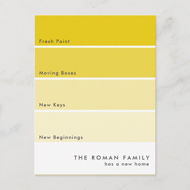 Carte Postale Chip de peinture frais Moving Faire-part Jaune (Devant)