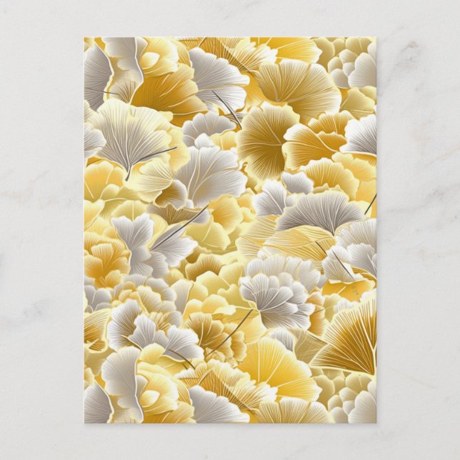 Carte Postale Chiyogami Feuille Gold et Silver Gingko (Devant)
