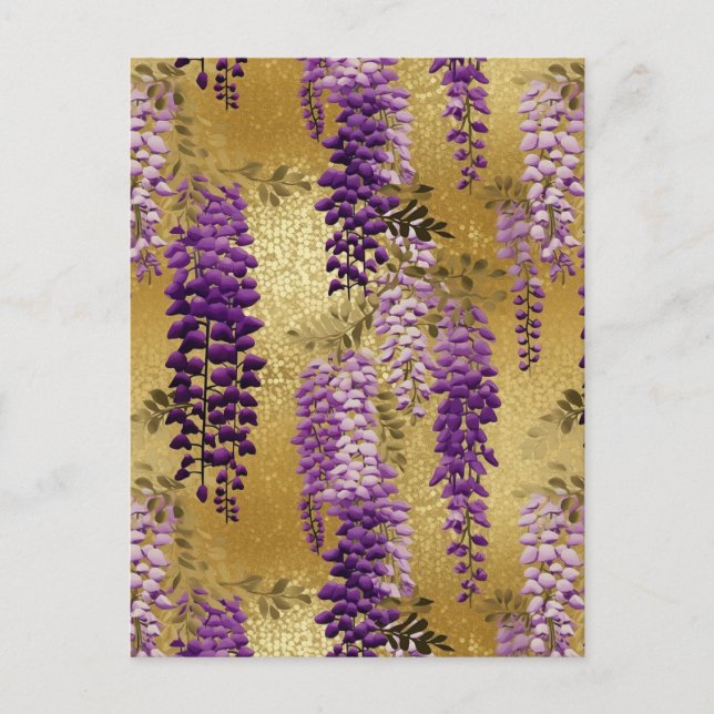 Carte Postale Chiyogami Purple Wisteria (Devant)