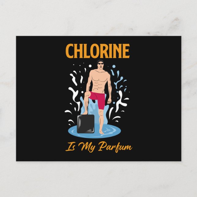 Carte Postale Chlorine Is My Partum - Swimmer Design (Devant)