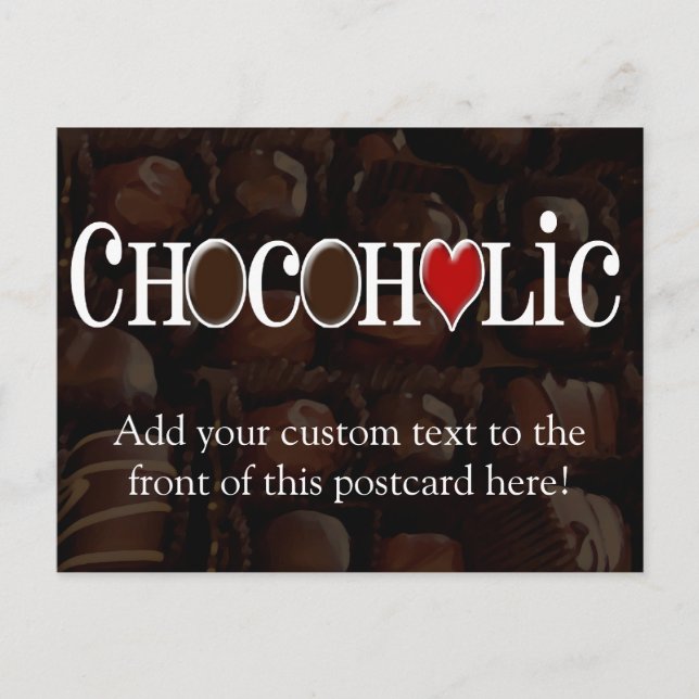 Carte Postale Chocoholic, Brown foncé et Coeur rouge Conception  (Devant)