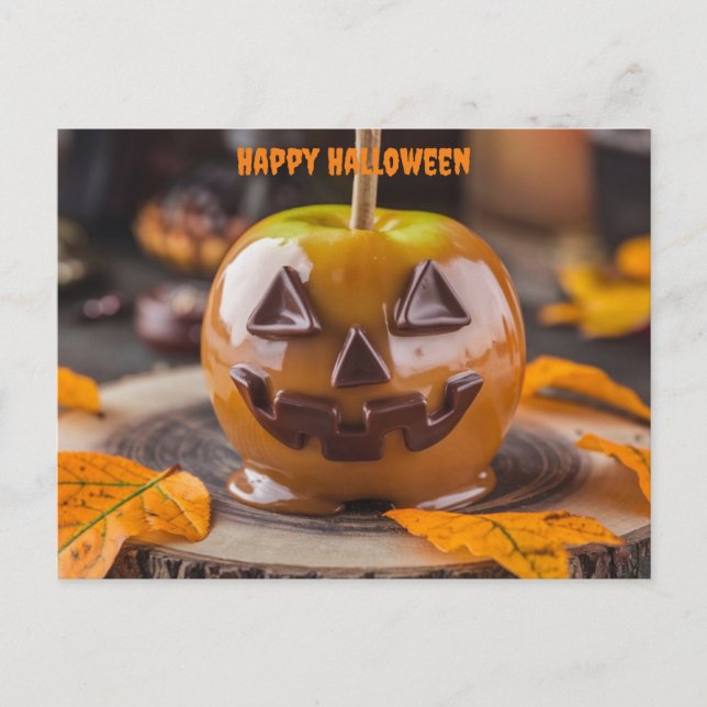 Carte Postale chocolat carmel pomme Jack-o'-lantern halloween (Devant)
