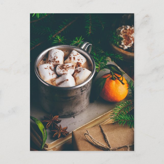 Carte Postale Chocolat chaud avec marshmallow (Devant)