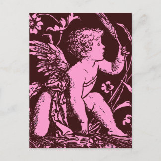 Carte Postale Chocolat cupide avec tige de blé imprimé vintage