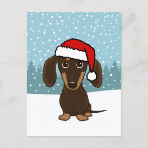 Carte Postale Chocolat Dachshund Holiday mignon Wiener Chien per