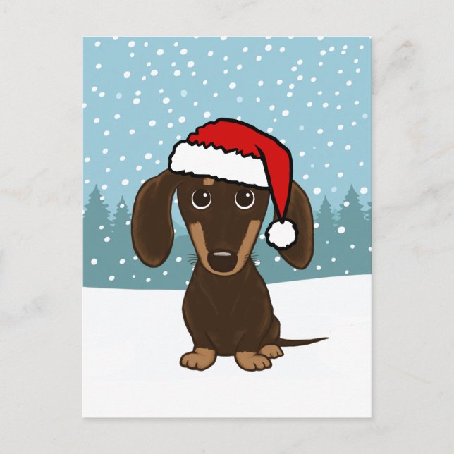Carte Postale Chocolat Dachshund Holiday mignon Wiener Chien per (Devant)
