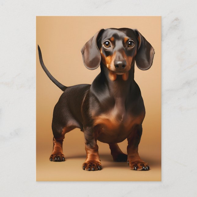 Carte Postale Chocolat et chien Tan Dachshund (Devant)