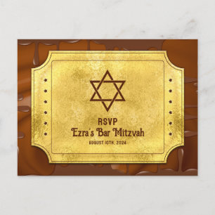 Carte Postale Chocolat Golden Ticket Bat Bar Mitzvah RSVP