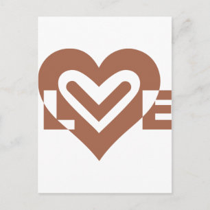 Carte Postale Chocolat graphique mignon Love Brown