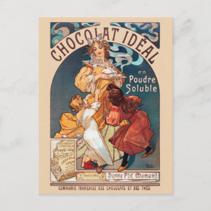 Carte Postale Chocolat idéal France Art Nouveau Affiches Vintage