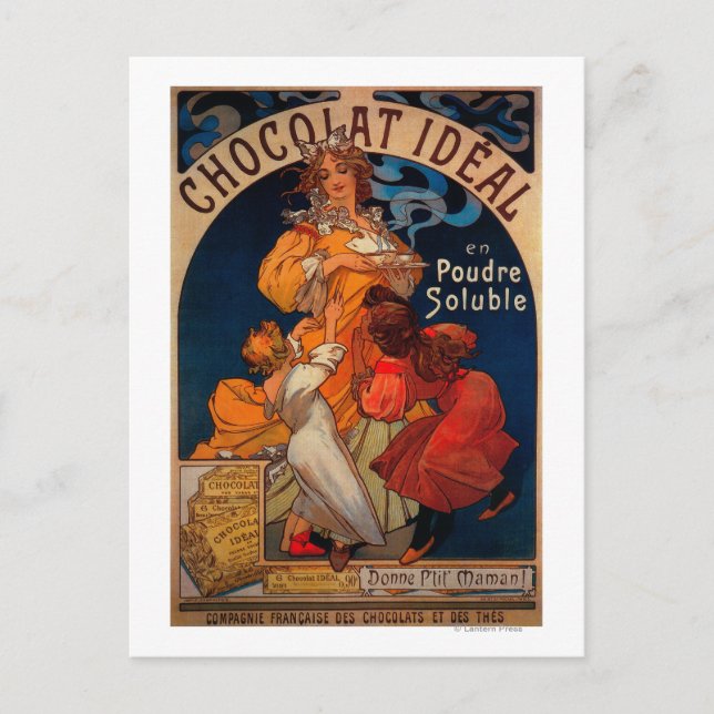 Carte Postale Chocolat Idéal Poster Vintage Europe (Devant)