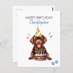 Carte Postale Chocolat Lab Chien Personnalisé Joyeux anniversair