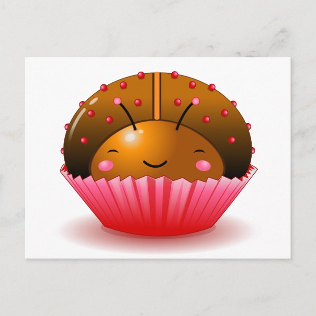 Carte Postale Chocolat Ladybug Cupcake (Devant)